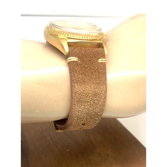 Rolex Men's Watch 1803 Vintage Swiss Automatic 18k Gold Case Brown Leather 36mm - Picture 14 of 16